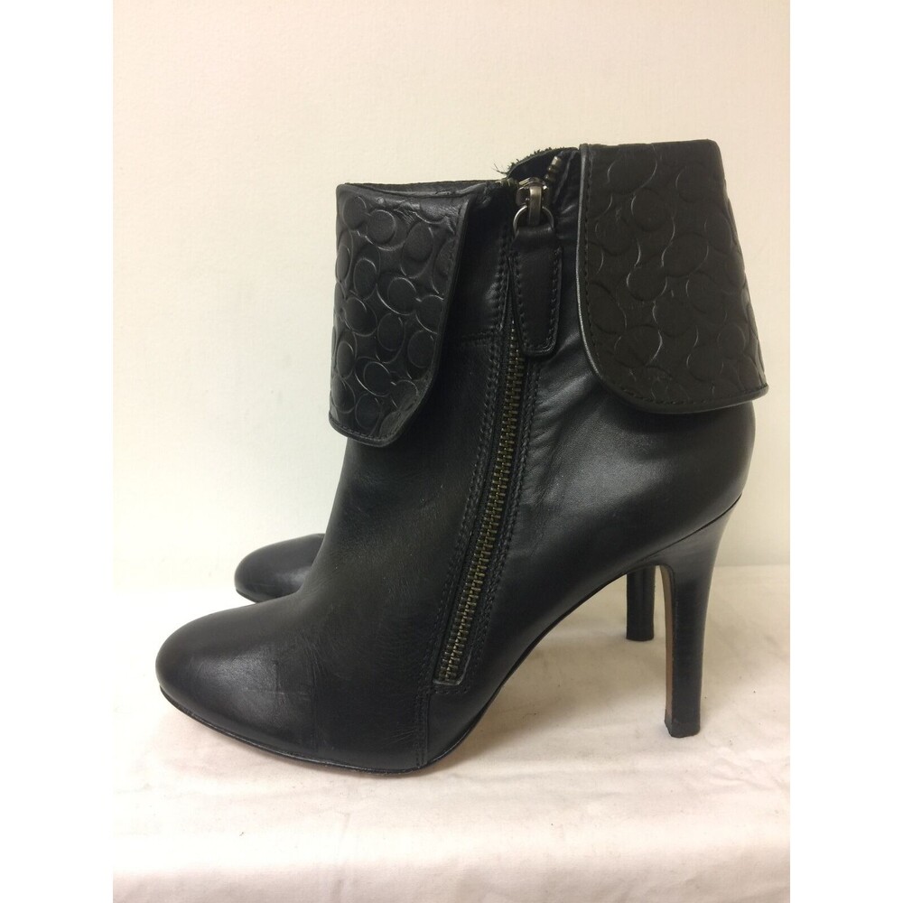 COACH SIGNATURE SVINTAGE HOES BOOTS MACKENNA BLACK  LEATHER SIZE 7.5 B
